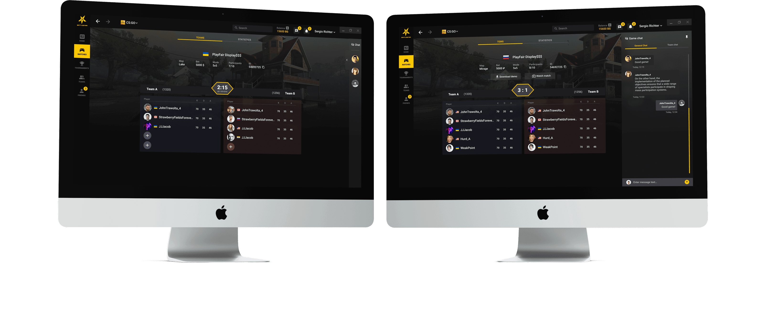 Team Lobbies & Real-Time Match Stats